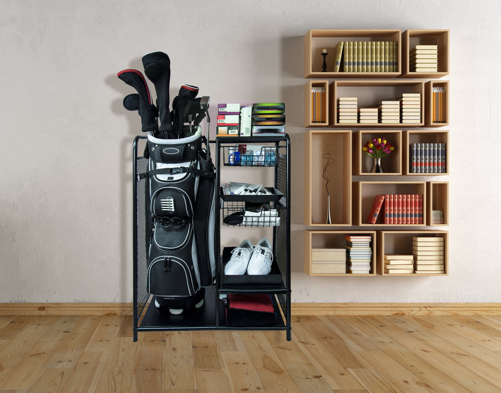 Golf Bag Storage Rack Wood Golf Storage Garage Organizer, Golf Bag