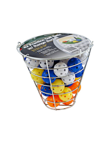 JEF World of Golf 42 Plastic Practice Balls in Metal Range Bucket